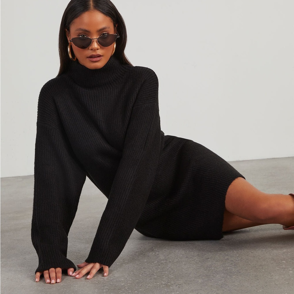 Vici - Uptown Girl Mock Neck Sweater Dress - Black - XL